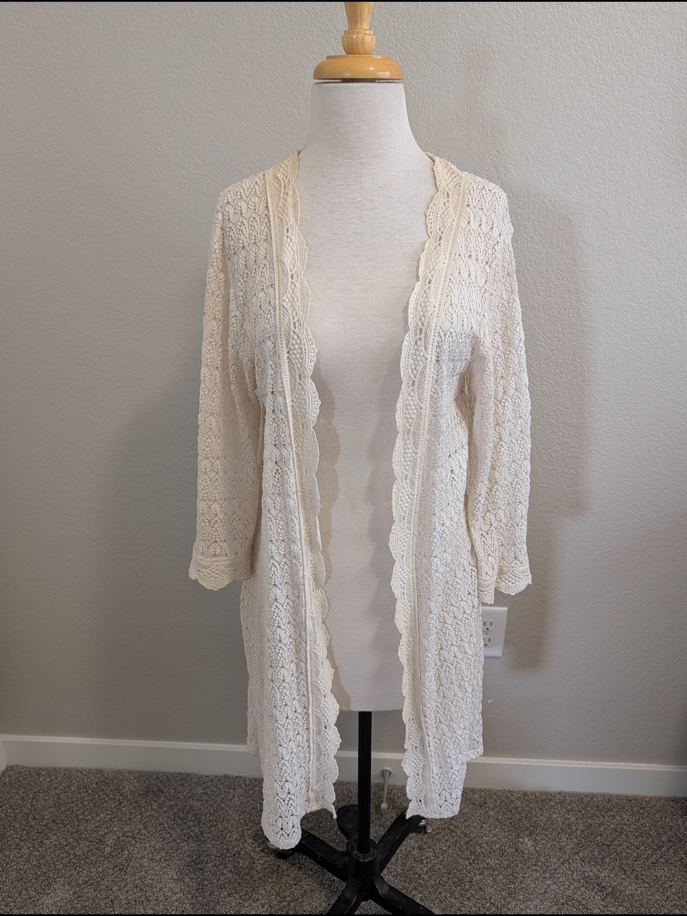 Rewind Cream Lace Open-Front Cardigan